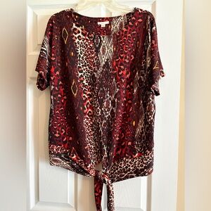 Women's Leopard Print Tie-Front Top